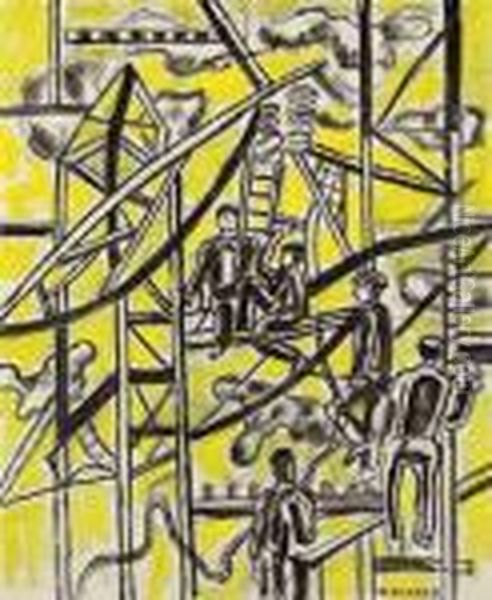 Esquisse Sur Fond Jaune (construction Metallique) - view 1