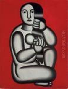 Femme Sur Fond Rouge, Femme Assise by Fernand Leger