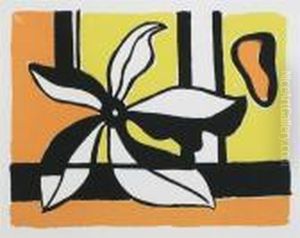 Fleur Sur Fond Jaune Et Orange by Fernand Leger