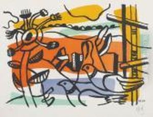 Composition Aux Deux Oiseaux by Fernand Leger