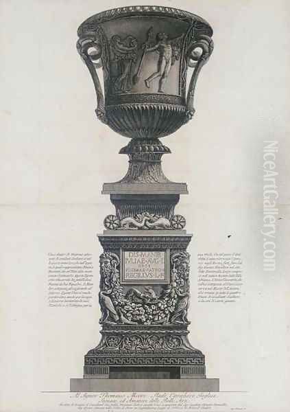 Marble vase with frieze of fauns from the Pantanello - view 1