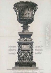 Marble vase with frieze of fauns from the Pantanello by Giovanni Battista Piranesi