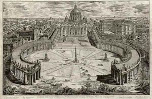 Saint Peter's with Forecourt and Colonnades A Bird's-eye View by Giovanni Battista Piranesi