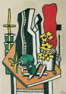 Deux Fruits Et Des Fleurs Jaunes by Fernand Leger