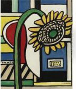 Un Tournesol Sur Fond Polychrome by Fernand Leger