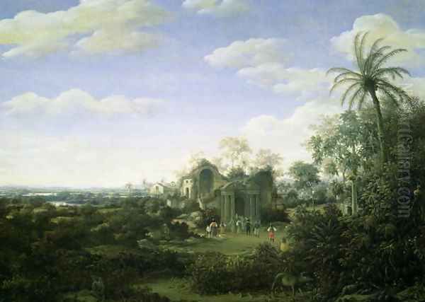A Brazilian Landscape with a Procession Emerging from the Ruined Cathedral of the See of Olinda, Capital of the district of Perambue - view 1