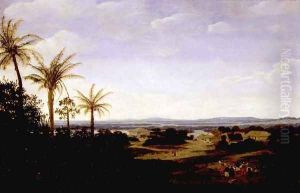 Brazilian Landscape Showing Portuguese Residence, Church, Casa Granda and River Varzea by Frans Jansz. Post