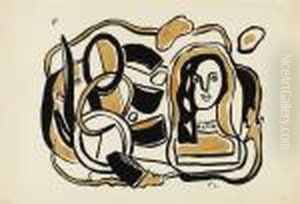 Femme Dans Une Composition Noire Et Jaune by Fernand Leger