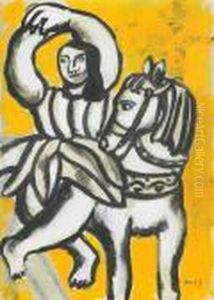 L'ecuyere Sur Fond Jaune by Fernand Leger