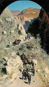 Artillery in the Caucasian mountains, 1883 by Vasily Polenov