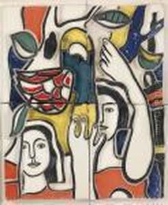 Les Deux Femmes Au Perroquet by Fernand Leger
