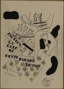 "parade Sauvage".
Originele Tekening Voor / Dessin Original Pour: 'illuminations"de/van Arthur Rimbaud by Fernand Leger