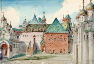 Stage design for Modest Mussorgsky's opera 'Boris Godunov', 1916 by Vasily Polenov