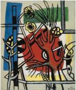 Un Arbre Sur Un Fond Rouge by Fernand Leger