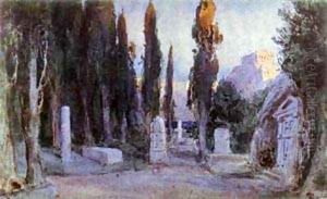 Cemetery Sketch For The Scenery 1897