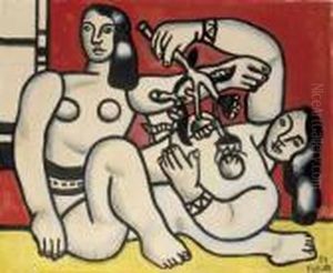 Deux Femmes Tenant Des Fleurs by Fernand Leger