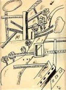 La Route Par La Ville Ou Etude Pour Le Metro by Fernand Leger