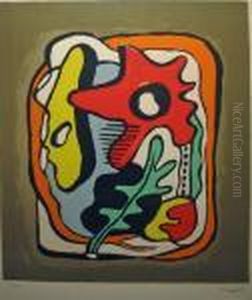 Composition With Flower And Leaf by Fernand Leger