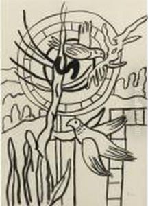 Les Oiseaux A La Roue, Etude Pour La Ville by Fernand Leger