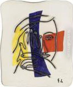 Visage Aux Deux Mains by Fernand Leger