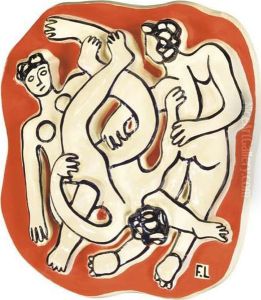 Les Acrobates Sur Fond Orange by Fernand Leger