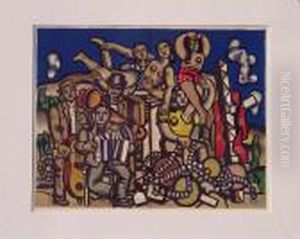 Acrobates Et Musicien by Fernand Leger