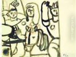 Les Acrobates Au Cheval (etude Preparatoire Pour La Grande Parade) by Fernand Leger