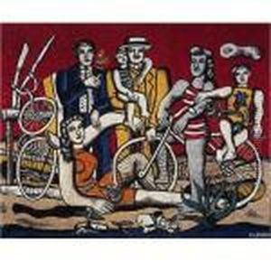 Le Loisirs Sur Fond Rouge by Fernand Leger