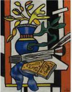 Des Fleur Jaunes Dans Un Vase Bleu by Fernand Leger