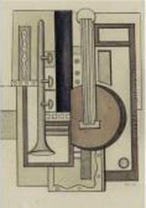 Composition Aux Mandoline Et A La Trompette by Fernand Leger