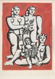 The Accordionist's Family, From Album Of 10 Serigraphs by Fernand Leger