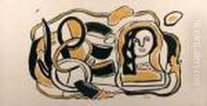 Tete De Femme Avec Composition by Fernand Leger