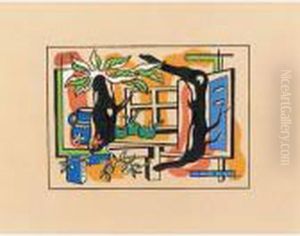 Nature Morte Aux Pommes Et Pichet Devant La Fenetre by Fernand Leger