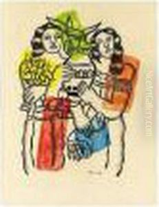 Femmes Au Vase De Fleurs by Fernand Leger
