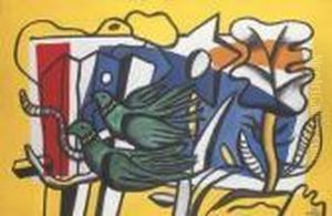 Composition Aux Deux Oiseaux Verts