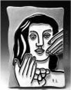 Visage Aux Deux Mains by Fernand Leger