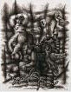 Composition Aux Deux Acrobates Et Aux Trois Perroquets by Fernand Leger