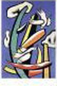 Les Oiseaux Blancs Sur Fond 
Bleu, Woven F.leger And With The Number F4, Tapestry, 208 By 143 Cm., 81
 7/8 By 57 In.