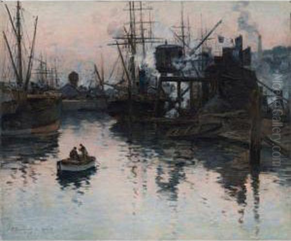 Le Port De Rochester Au Soleil Couchant - view 1
