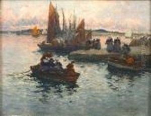 Barques Au Port Deconcarneau by Fernand Marie Eugene Legout-Gerard