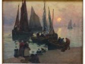 Retour De Peche Au Soleilcouchant