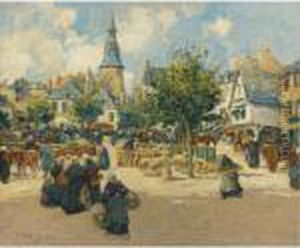 Market Day In Brittany by Fernand Marie Eugene Legout-Gerard