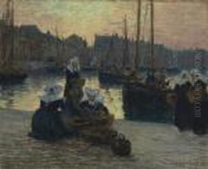 Femmes En Costumes Traditionnels
Bretons Au Retour De La Peche Dans Le Port De Concarneau, Bretagne by Fernand Marie Eugene Legout-Gerard