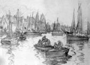" Scene De Port Pres De Concarneau " by Fernand Marie Eugene Legout-Gerard