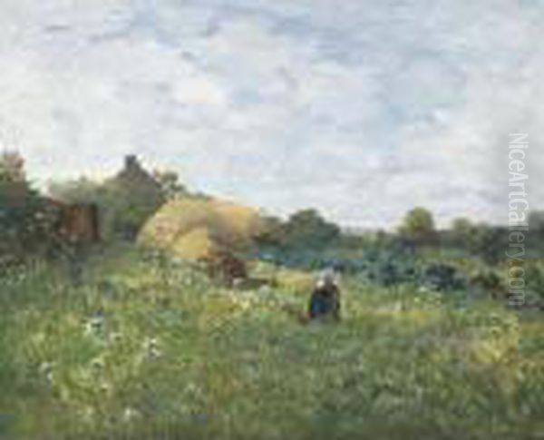 Breton Woman In The Fields - view 1
