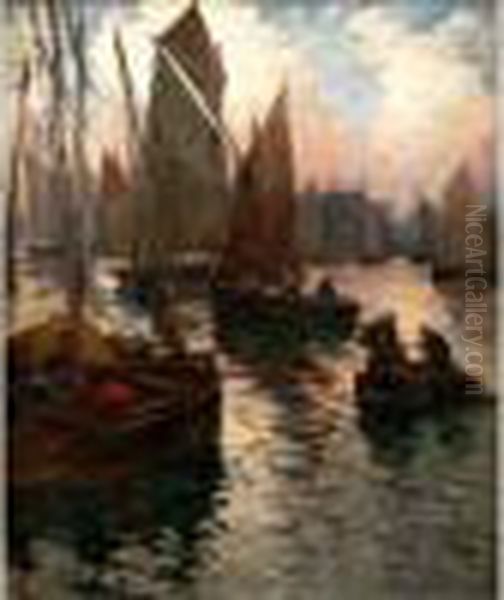 Barques De Peche Dans Le Port, Le Soir - view 1