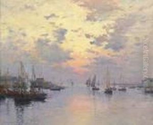 Le Port De Concarneau, Coucher De Soleil by Fernand Marie Eugene Legout-Gerard