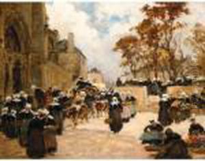 The Market At Concarneau by Fernand Marie Eugene Legout-Gerard