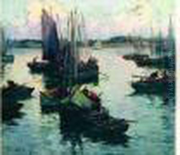Retour De Peche Au Soleil Couchant - view 1
