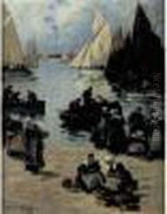 Quai Anime En Bretagne by Fernand Marie Eugene Legout-Gerard